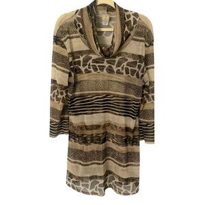 Jess & Jane Large Made in USA Sheer Nylon Cowl Neck Tunic Top